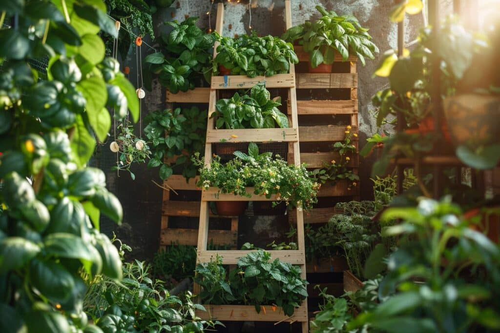 Potager urbain dans un espace restreint et verdoyant