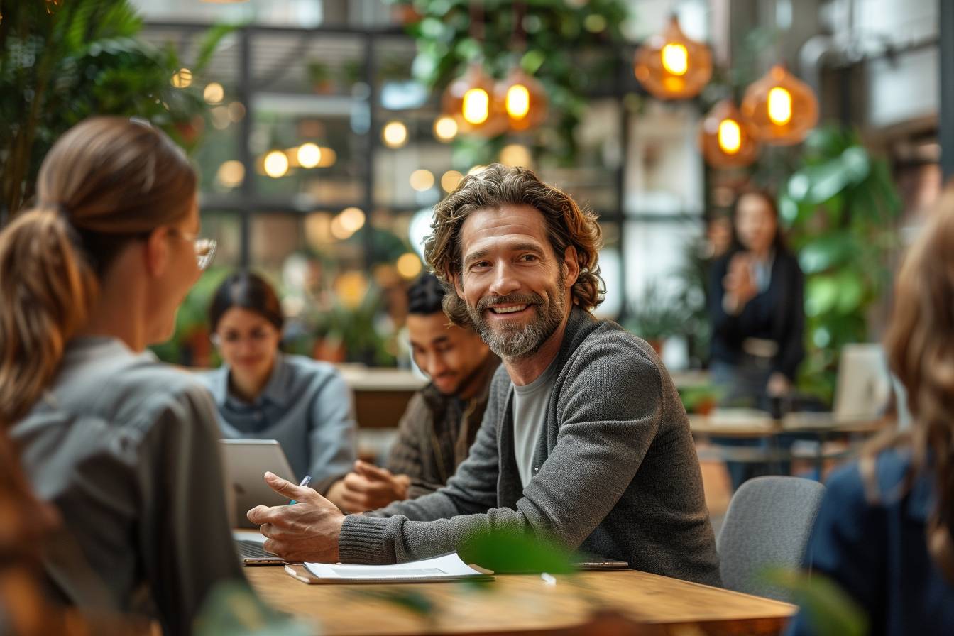 Un leader inspirant guidant son équipe vers le succès  
Un dirigeant motivant ses collaborateurs vers l'efficacité